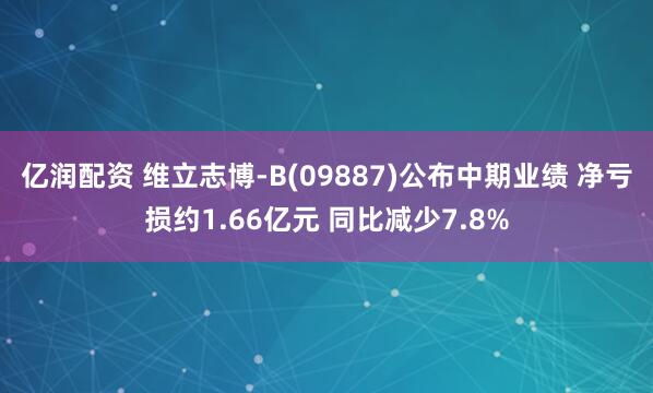 亿润配资 维立志博-B(09887)公布中期业绩 净亏损约1.66亿元 同比减少7.8%